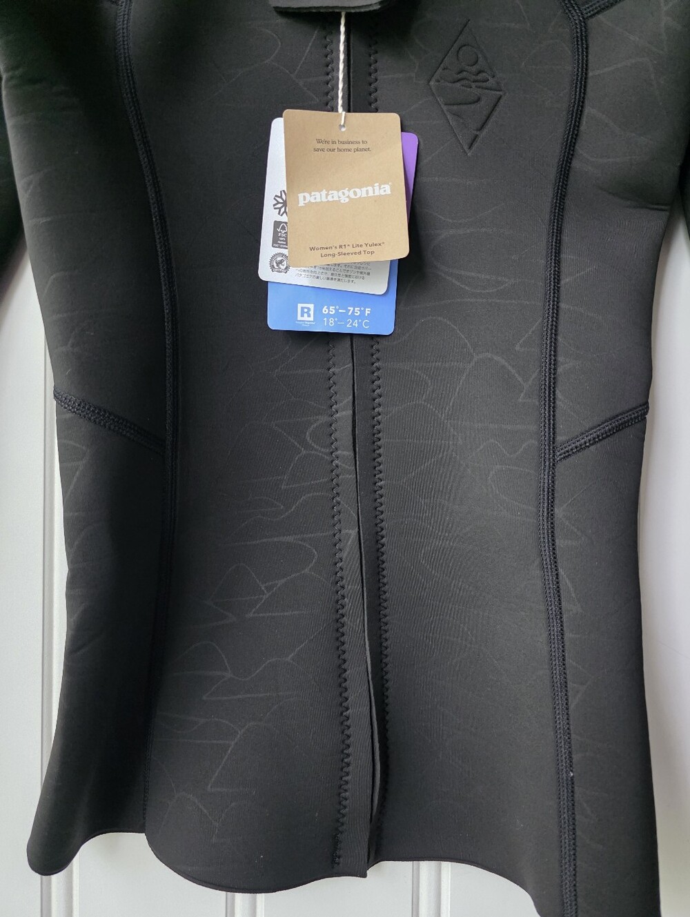 Patagonia R1 Lite Yulex Long Sleeve Zip Up Wetsuit Top Black Womens Size 6 NWT - Picture 3 of 12